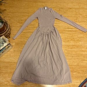 Tan Maxi Ribbed Dress